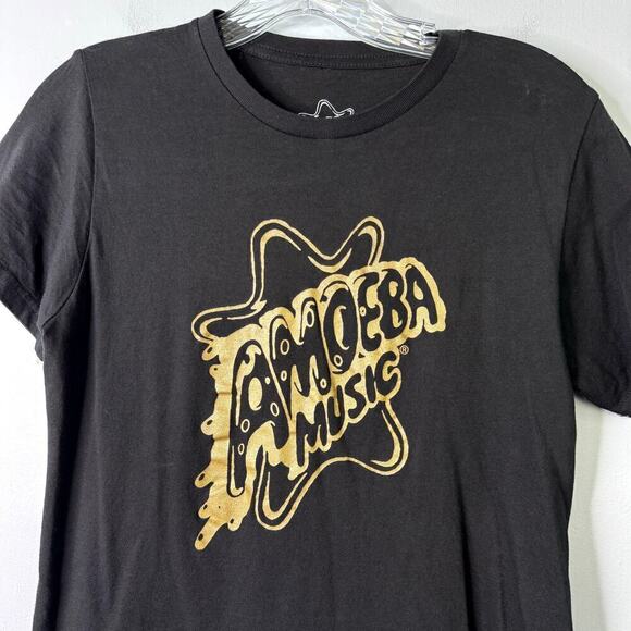 Amoeba Music Limited Edition Gold on Black Logo Graphic Fitted T-Shirt Size XS - Picture 7 of 11